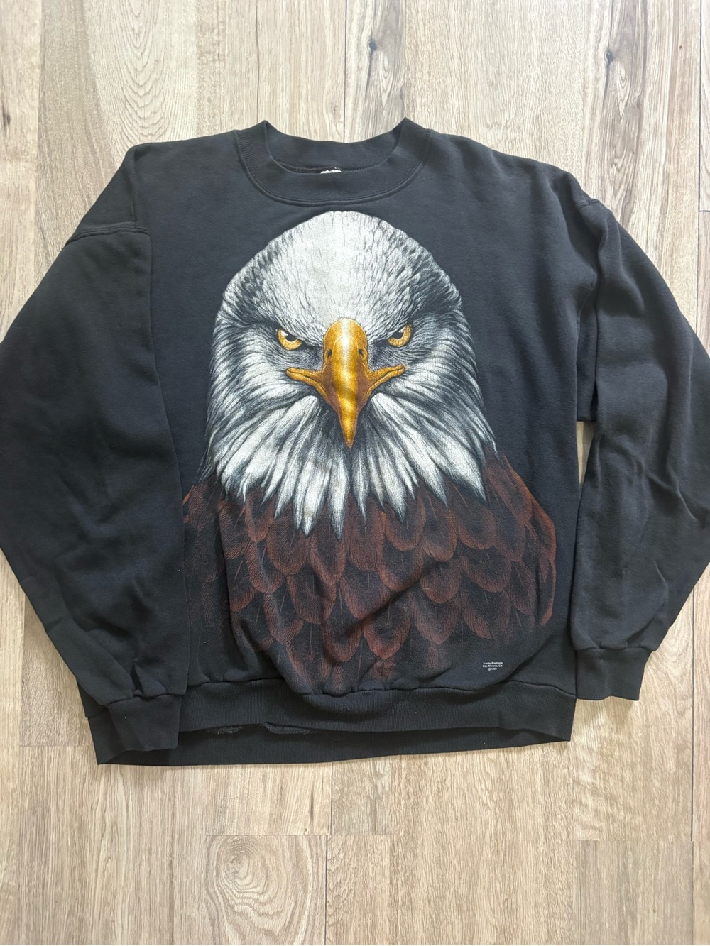 Vintage Mens Black Eagle Graphic Sweatshirt